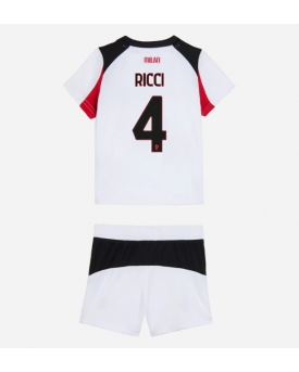 Billige Fotballdrakt AC Milan Samuele Ricci #4 Replika Bortedraktsett Barn 2025-26 Kortermet (med bukser)